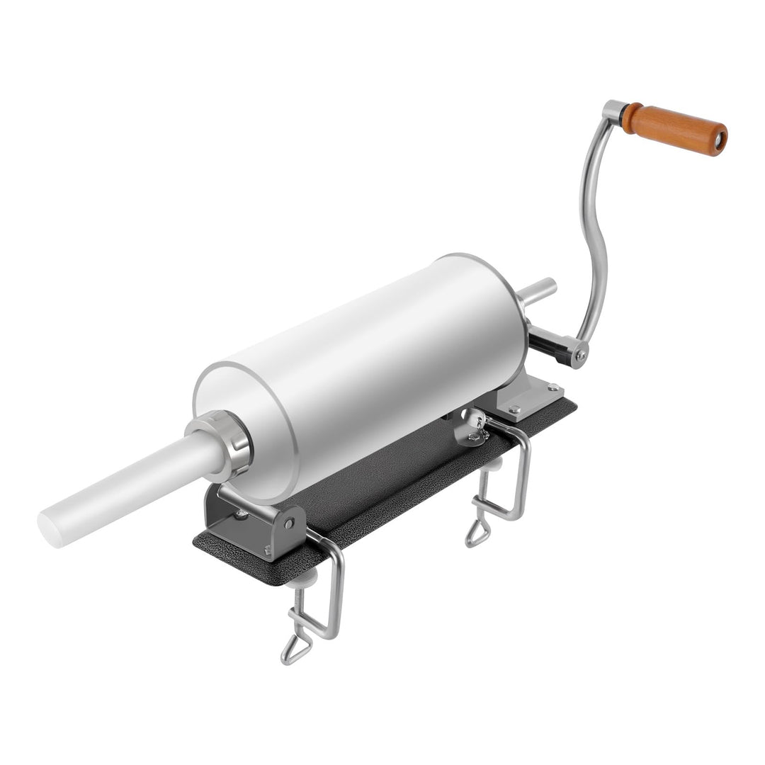 Wurstmaschine, manuell, 3 l, horizontal, mit 4 Füllrohren, 17-29 mm, Wurstmaschine, Edelstahl, Kurbe