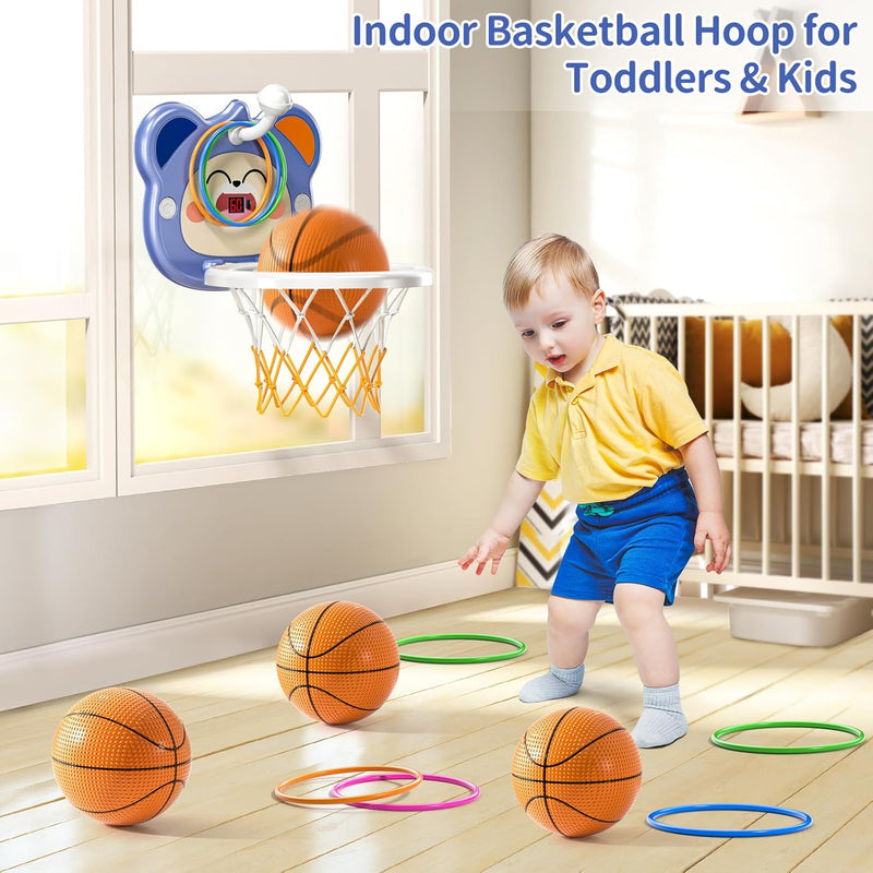 TEMI Indoor Mini Basketball Reifen für Kinder Alter 2 3 4 5 6, Kleinkinder Basketball Reifen mit auf