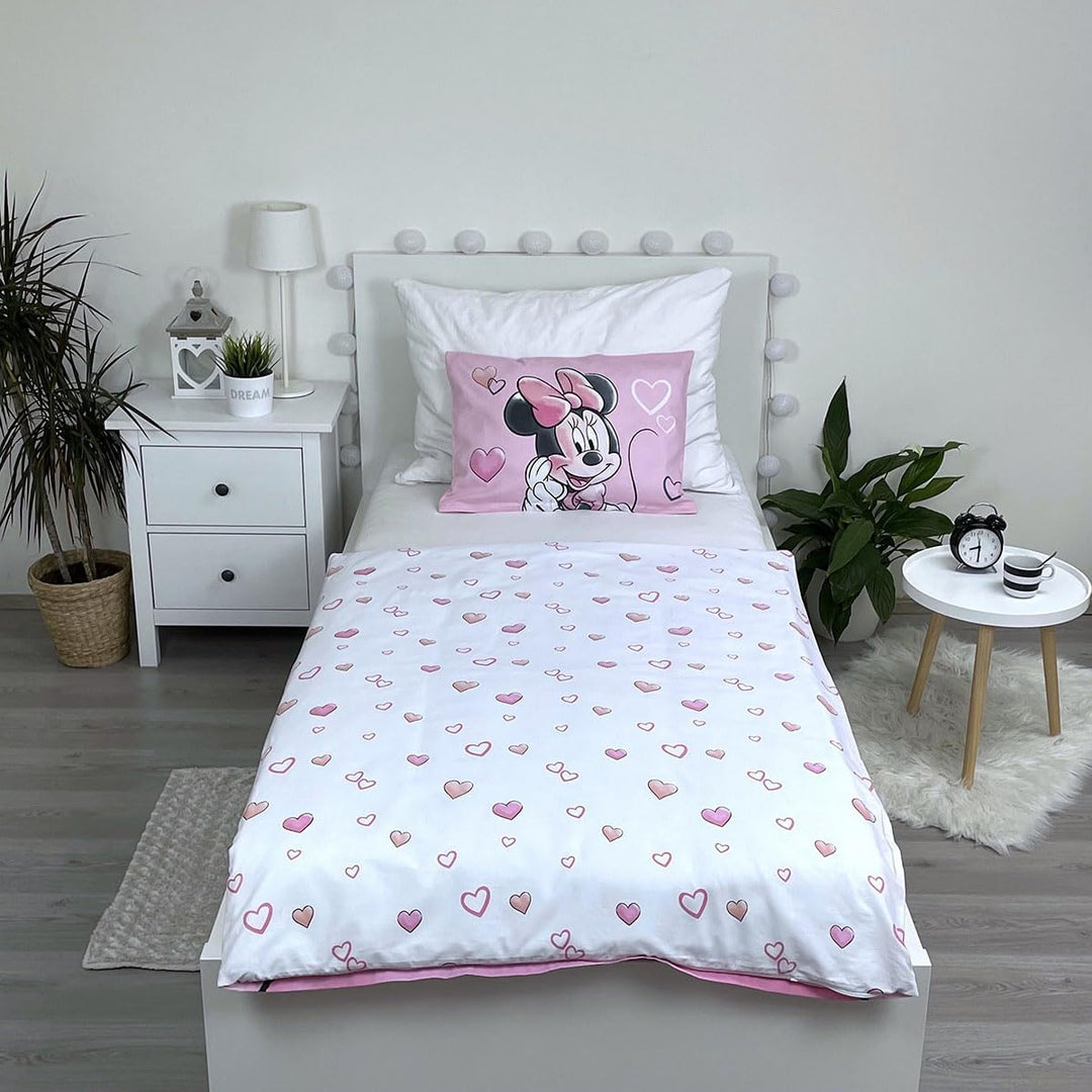 Jerry Fabrics Bettwäsche Minnie Powder Pink für Kinderbett oder Junior, 100 % Baumwolle, Bettbezug 1