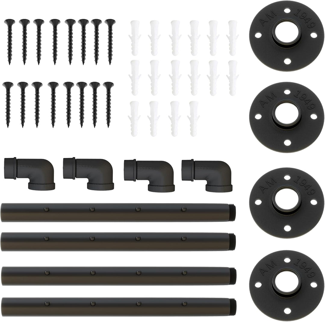 IBUYKE Kleiderstange Wandmontage 4 Stück, 40cm Metall Industrierohr Garderobenstange für die Wand, M