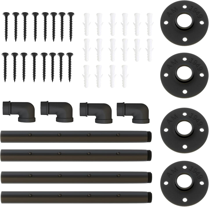 IBUYKE Kleiderstange Wandmontage 4 Stück, 40cm Metall Industrierohr Garderobenstange für die Wand, M