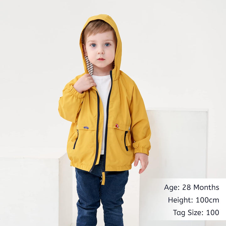 Volunboy Baby Kapuzen Jackets, Jungen Langarm Winddicht Mantel Cartoon Aufdruck Jacken 5-6 Jahre Gel