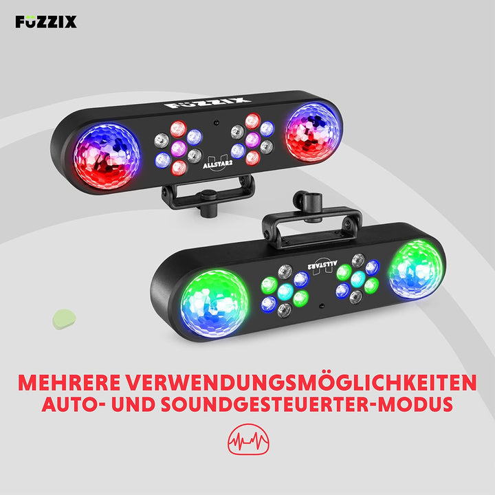 Fuzzix AllStar2 - Disco Licht Set mit Stativ und Fernbedienung, 2x PAR und 2x Discokugel, LED Lichto