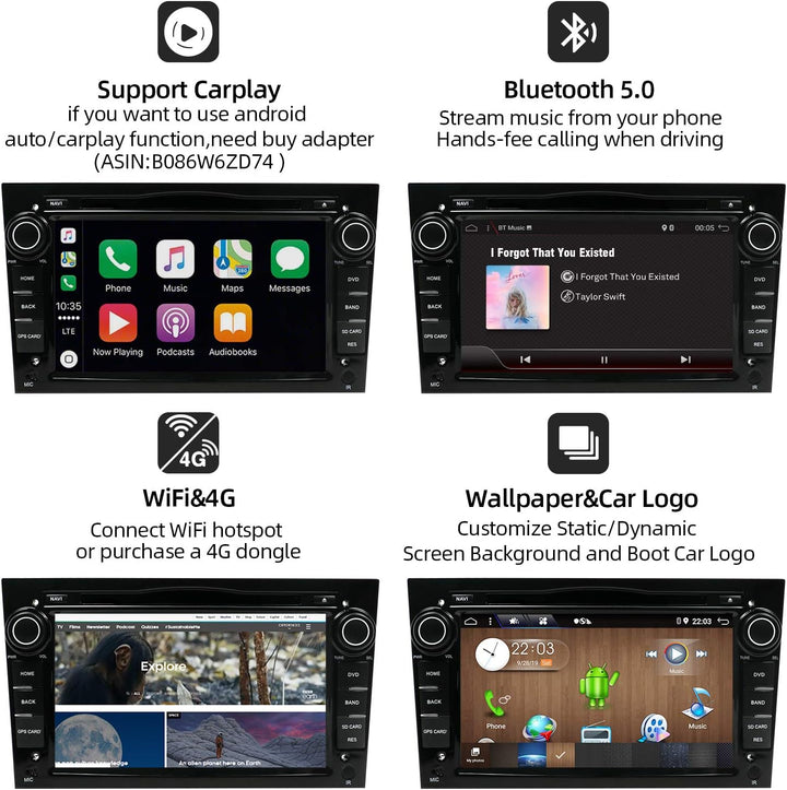JOYX Android 10 Autoradio Passt für Opel Vauxhall/Antara/Astra/Zafira/Corsa/Meriva - Kamera Canbus K