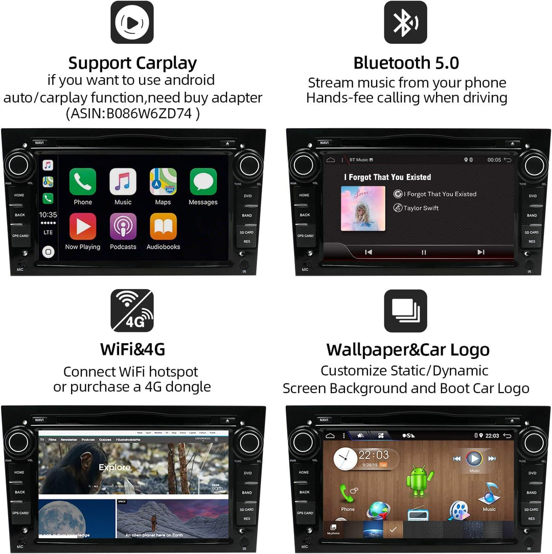 JOYX Android 10 Autoradio Passt für Opel Vauxhall/Antara/Astra/Zafira/Corsa/Meriva - Kamera Canbus K
