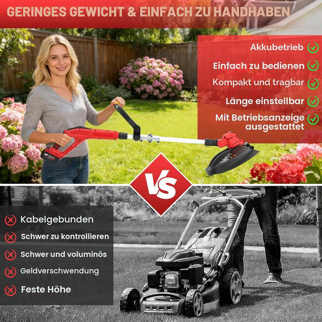 Akku Rasentrimmer kompatibel mit Milwaukee 18V Akku, 5-in-1 Bürstenloser Elektrischer Rasentrimmer,