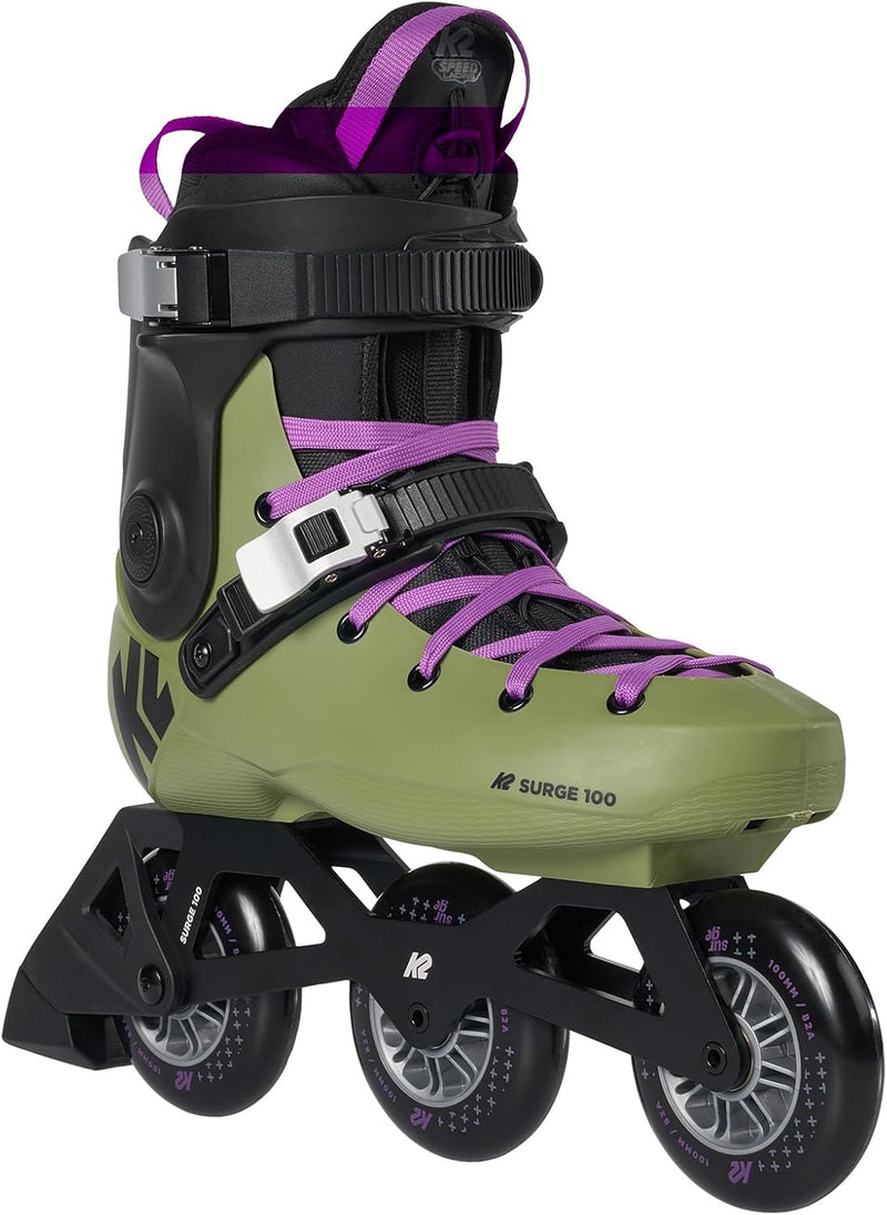 K2 Unisex – Erwachsene Surge 100 Hardboot Inline Skate EU: 48 (Mondo: 310 / US: 13 olive - purple, E