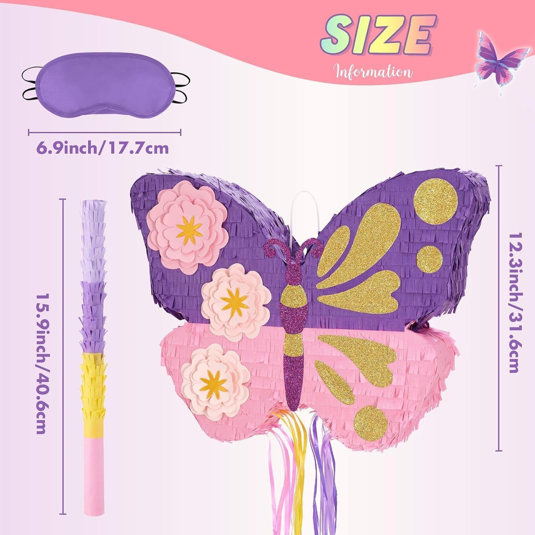 WERNNSAI Schmetterling Pinata – Schmetterling Geburtstag Pinata Deko Mädchen Kinder Rosa Lila Blumen