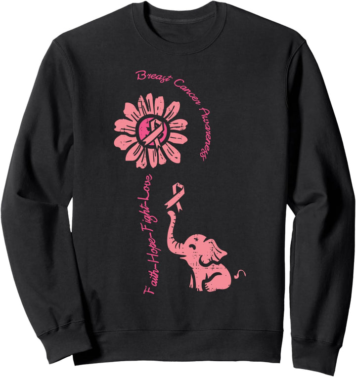Brustkrebs-Bewusstsein Sonnenblume Elefant Glaube Frauen Kinder Sweatshirt
