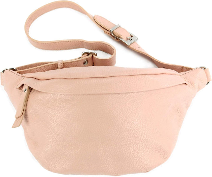 modamoda de - T77 - ital. Hüfttasche Bauchtasche Brusttasche Large aus weichem Leder, Farbe:Pastellr