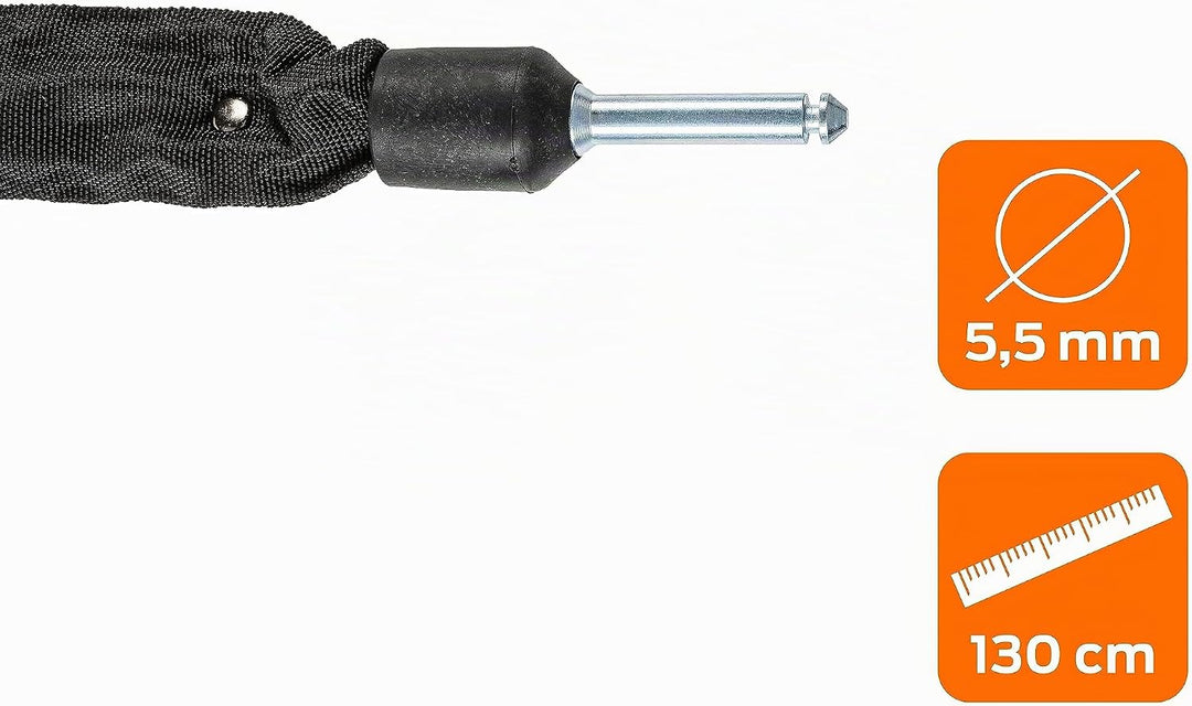 AXA Einsteckkette ULC130 schwarz Länge 130cm, Stärke 5,5mm, sw, 10mm Pin, 59571395SS