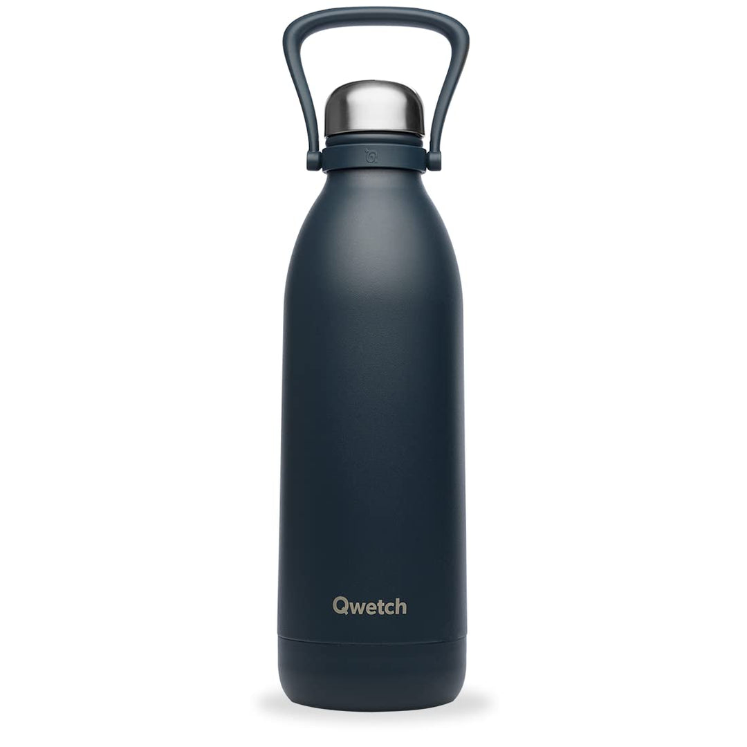 QWETCH - Isothermische Flasche - Titan Matt Carbon 1,5L - 48h kalt &amp; 16h heiss - BPA frei, wasserdic