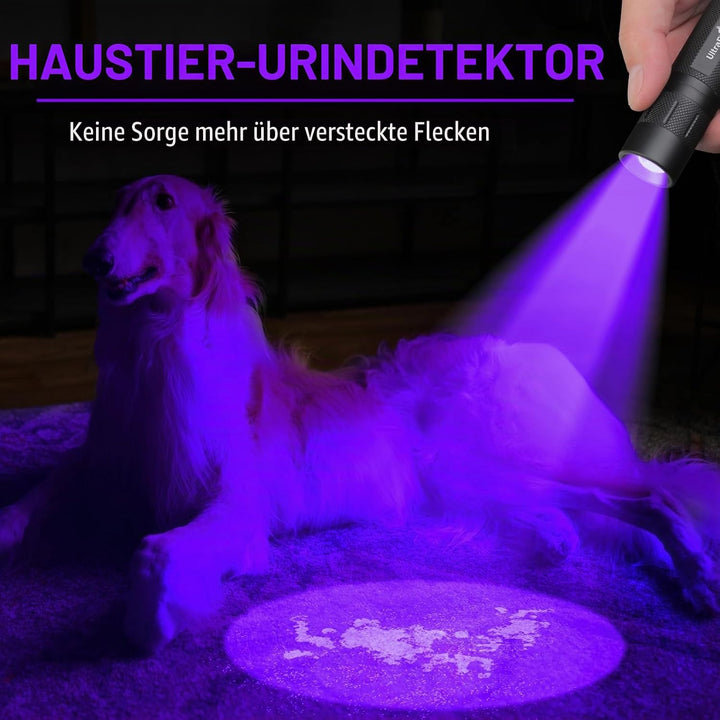UltraFire UV Taschenlampe 395-405nm Zoomable UV Licht, Einstellbarer Fokus LED Schwarzlicht Ultravio