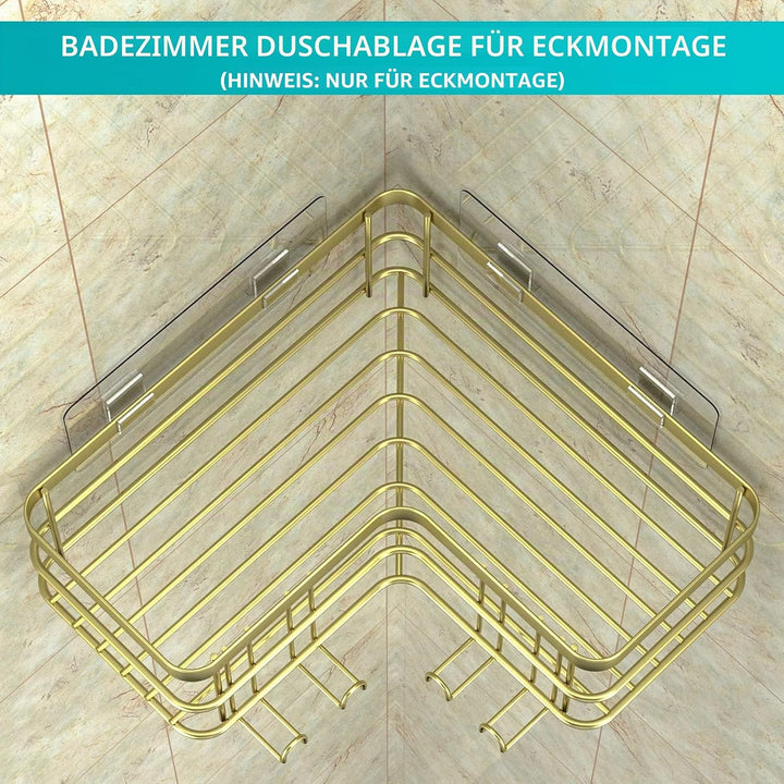 Yazoni Duschablage Ohne Bohren 2 Stück - Duschregal Ecke mit Haken, Duschablage Edelstahl für Badezi