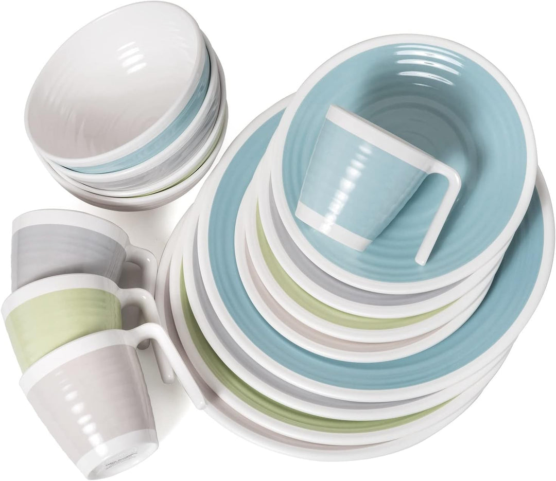 Melamin Camping Geschirr Set 1-4 Personen Harmonie 4-32 Teilig + Gläser Wassergläser Weingläser Cham