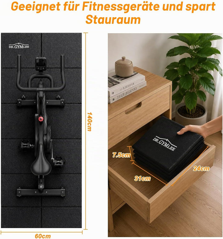 Walking Pad &amp; Laufbandmatte, rutschfester Bodenschutz mit Geräuschdämmung, faltbare Matte aus hochdi