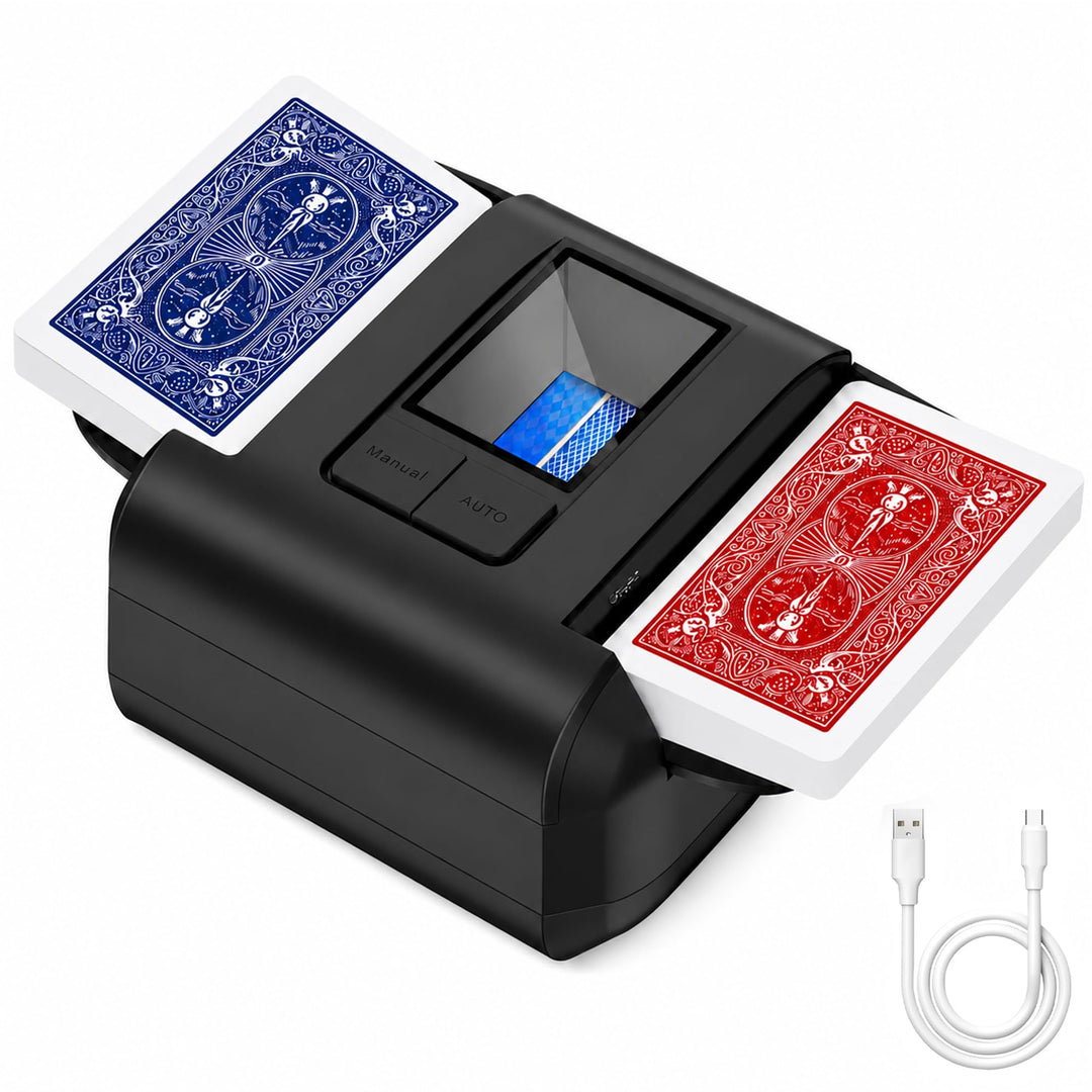 Automatischer Kartenmischer mit Dual-Modi Wiederaufladbarer Schwarz | USB-C Tragbares Leises und Sch