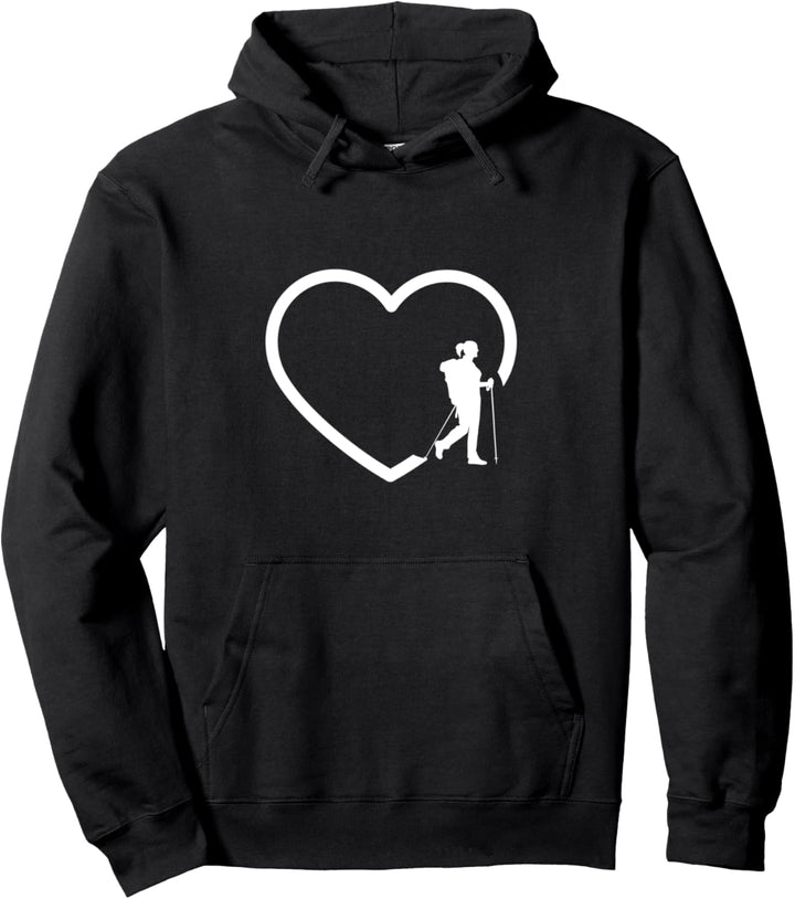 Wandern Design mit Bergen und einer Wanderin Pullover Hoodie