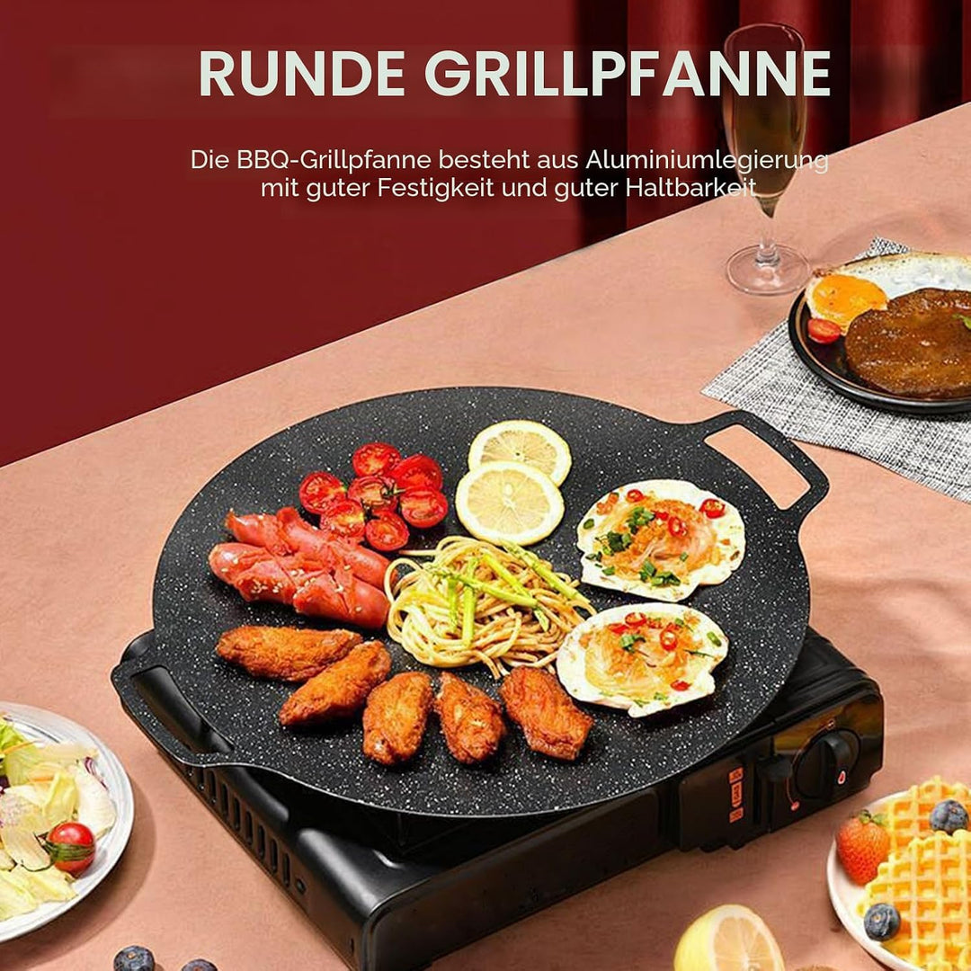 Cyrank Koreanische Grillpfanne, Koreanischer BBQ-Grill, Antihaftbeschichteter Grill, Grillplatte, An