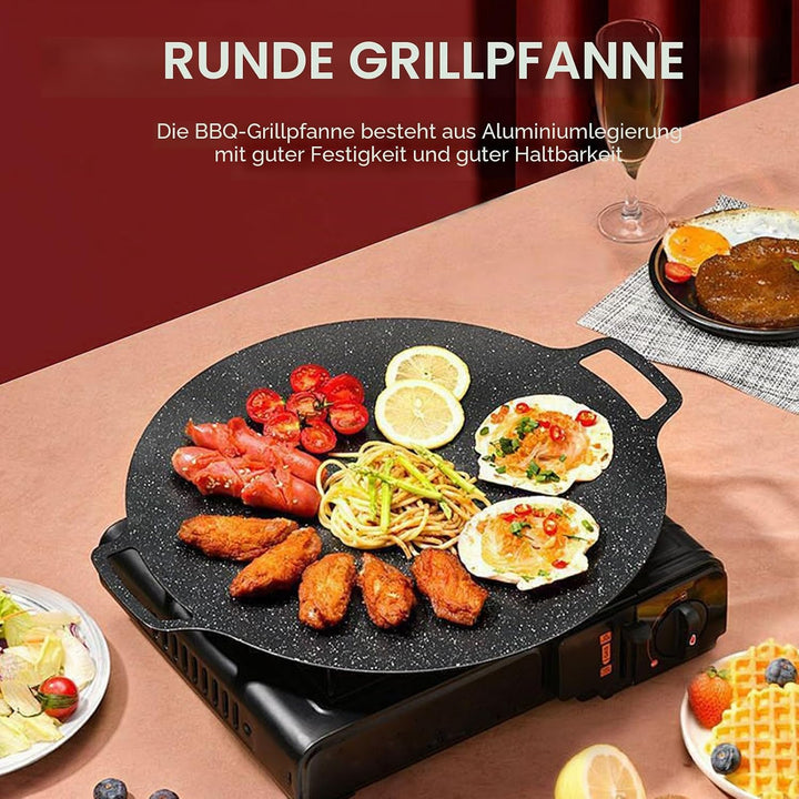 Cyrank Koreanische Grillpfanne, Koreanischer BBQ-Grill, Antihaftbeschichteter Grill, Grillplatte, An