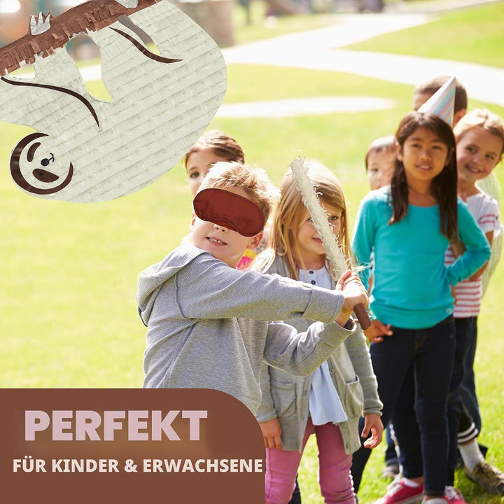 Faultier-Pinatas-Set mit Augenbinde und Fledermaus (42 x 32 x 10 cm), perfekt für Geburtstagsfeiern,