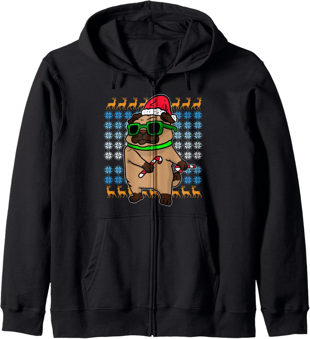 Lustiges Mops Pug Carlin Doguillo Weihnachten Geschenk Kapuzenjacke