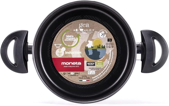 Moneta Gea Kochtopf mit 2 Griffen, 20 cm, Aluminium, 100% recycelt, für jede Kochplatte inklusive In