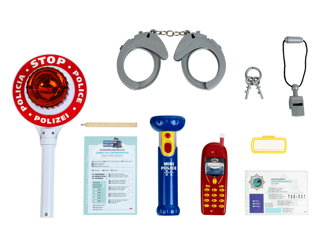 Theo Klein 8850 Police Unit Ben & Sam Set | Polizei-Zubehör-Set | Batteriebetriebene Taschenlampe un