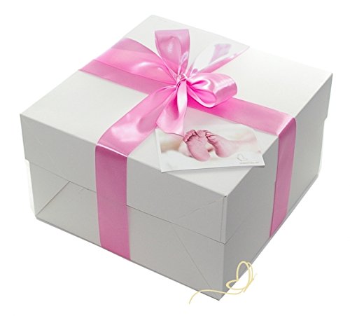 dubistda© Windeltorte CAKEBOX für Mädchen rosa | Geschenk für Mädchen zur Geburt Babyparty Babyshowe