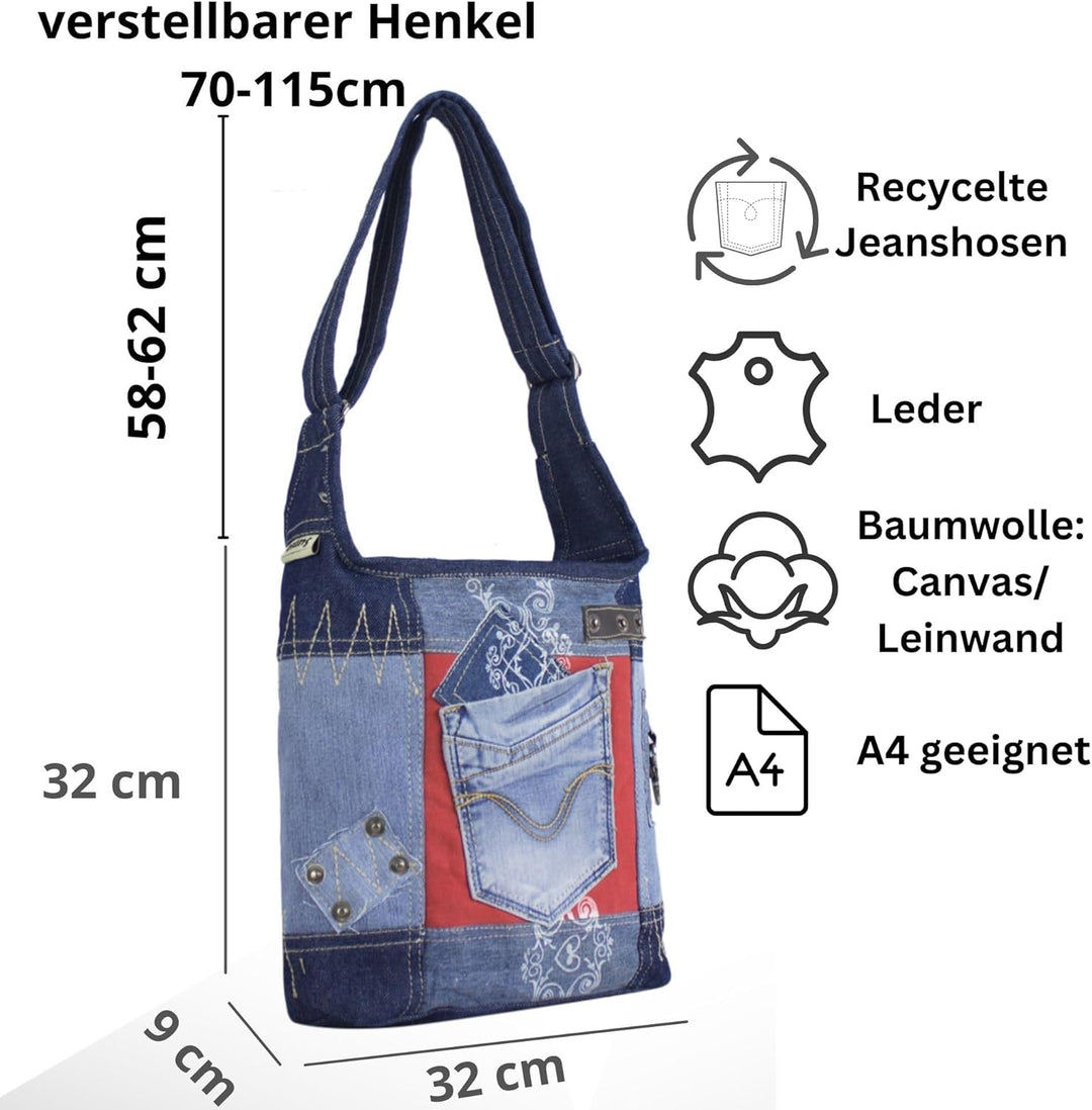 Sunsa Damen Tasche Umhängetasche, Canvas bag, Jeans/Denim Taschen, Hobo Schultertasche Damentaschen