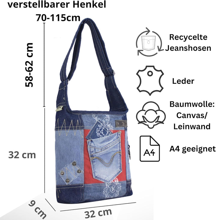 Sunsa Damen Tasche Umhängetasche, Canvas bag, Jeans/Denim Taschen, Hobo Schultertasche Damentaschen