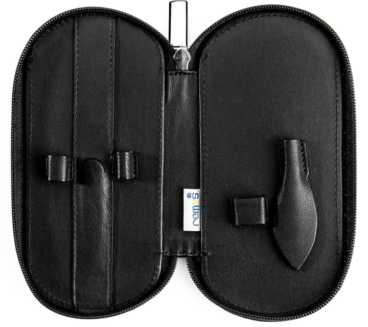 REMOS Nageletui leer aus echtem Leder zum Bestücken mit 5 Instrumenten - schwarz, Schwarz
