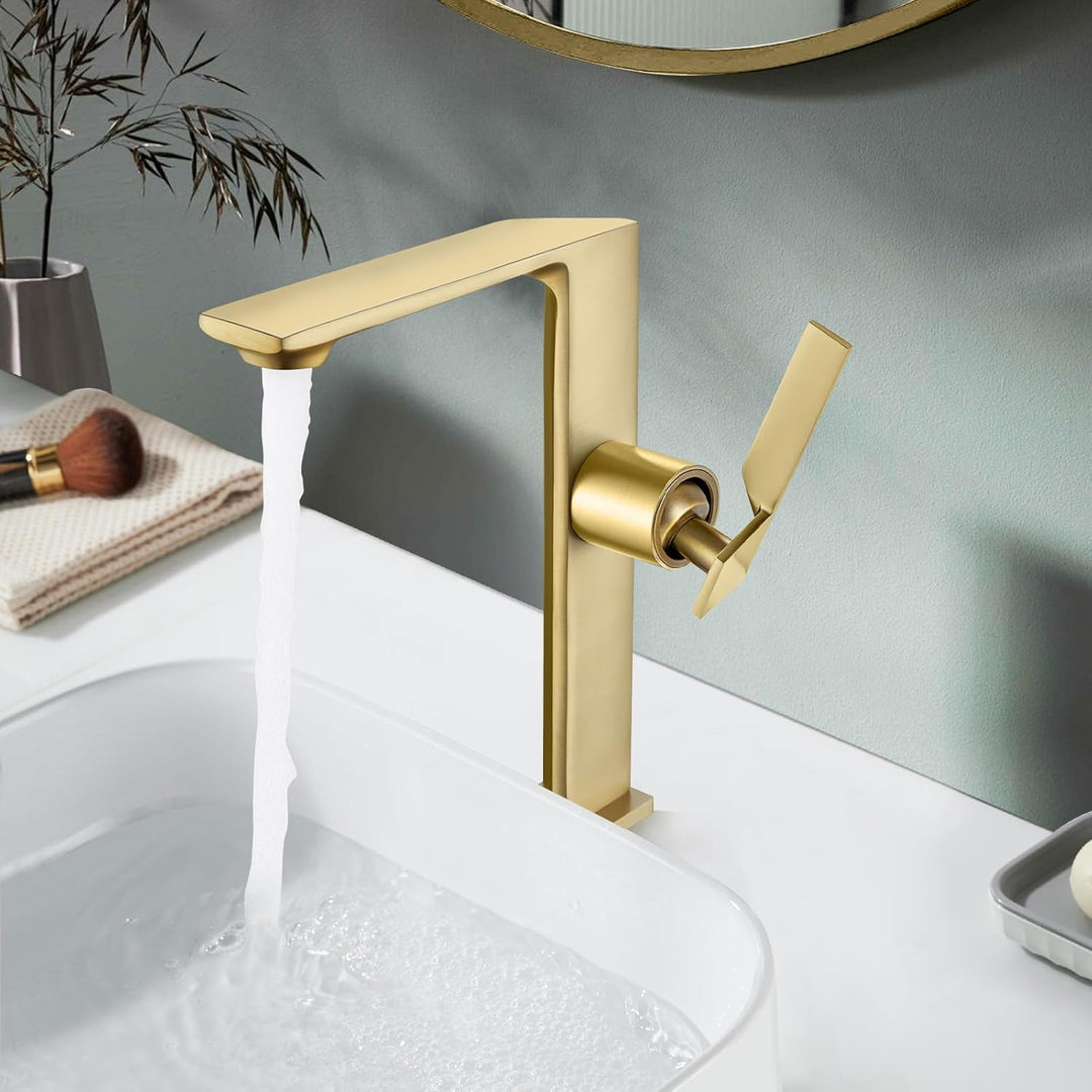 Wasserhahn Bad Hoch Gold Waschtischarmatur Armatur Badezimmer Mischbatterie Waschbecken Armaturen Ei