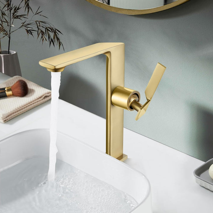 Wasserhahn Bad Hoch Gold Waschtischarmatur Armatur Badezimmer Mischbatterie Waschbecken Armaturen Ei
