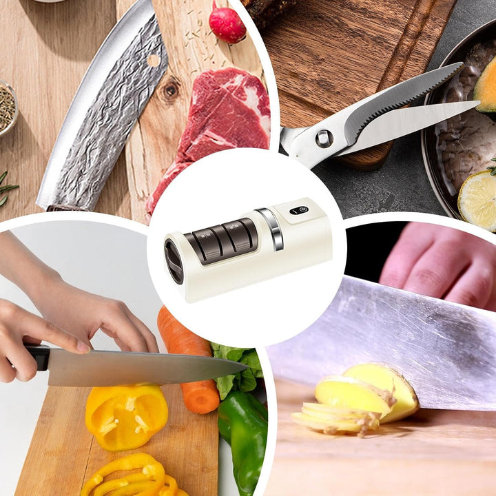 Electric Cutter Sharpener, Automatic Rechargeable Blade, 7.09x2.36x2.36 inches Professional Quick Po