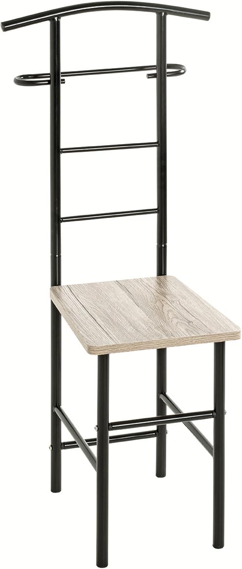 HAKU Möbel Herrendiener Stuhl Ankleidestuhl stiller Diener Sitz eiche, schwarz, MDF, Metall - Masse: