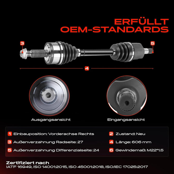 Frankberg Antriebswelle Automatikgetriebe mit ABS-Zahnring Vorderachse Rechts Kompatibel mit 300 C T
