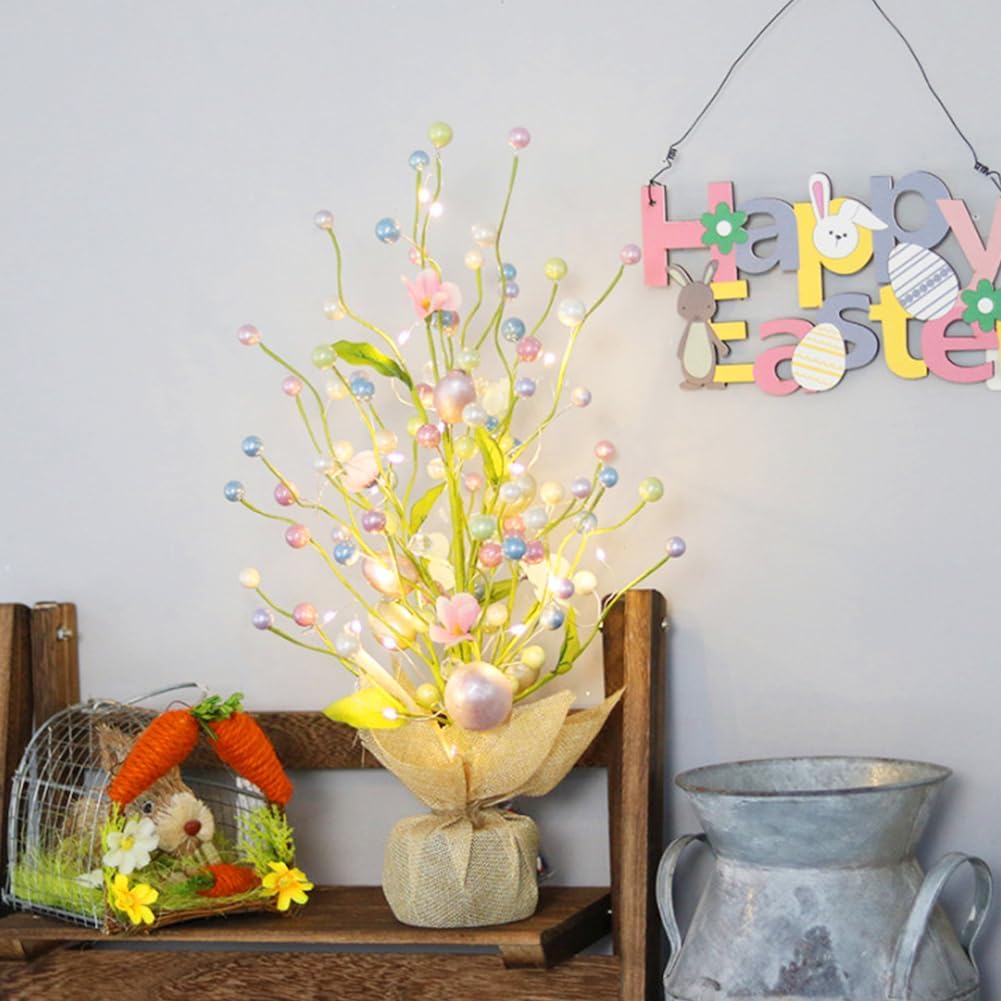 Ostern Beleuchteter Baum 46cm Lichterbaum Lichterzweige für Innen LED-Osterdekoration Baum Batterieb