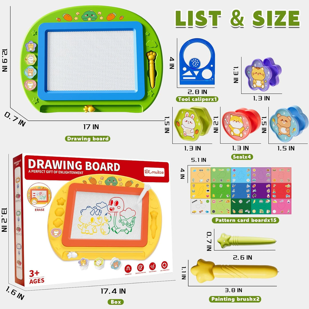 XL Magnetische Zaubertafel für Kinder, Maltafel mit Stempel & Stift, Lernspielzeug & Reisegrösse, Ge