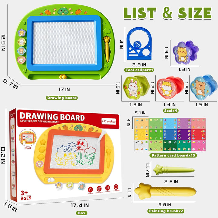 XL Magnetische Zaubertafel für Kinder, Maltafel mit Stempel & Stift, Lernspielzeug & Reisegrösse, Ge