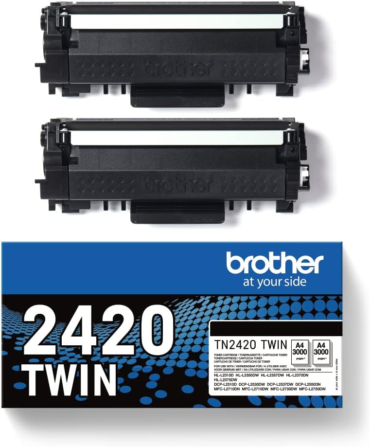 Brother TN2420TWIN Bundle mit 2 Tonern, schwarz, ca. 6000 Seiten, für MFCL2710DW/MFCL2710DN/MFCL2730