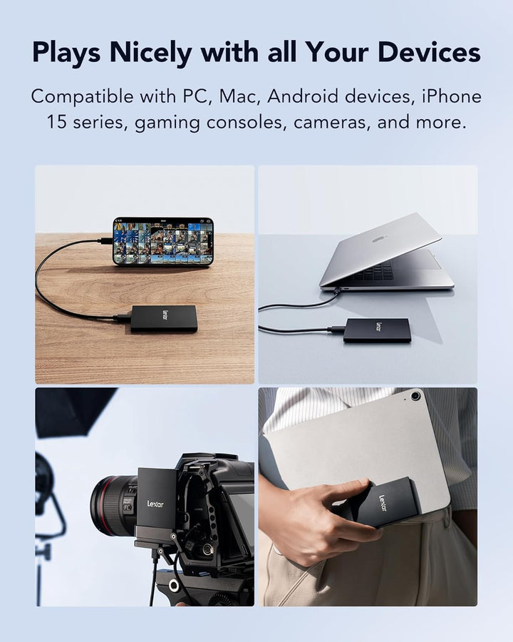 Lexar Externe SSD 4TB, USB 3.2 Gen2x2 Portable SSD, bis zu 2000 MB/s Lesen, 1800 MB/s Schreiben, Tra