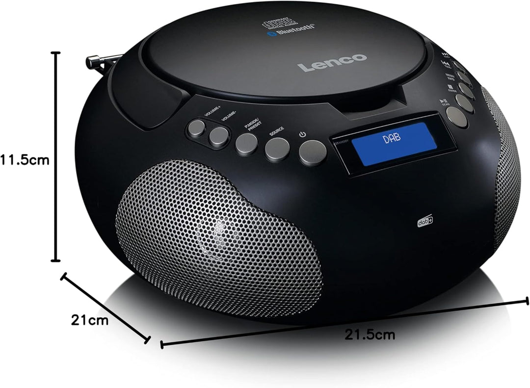 Lenco SCD-341 tragbares CD-Radio -CD-Player - DAB+ Radio - Bluetooth - Sender und Titelspeicher - Uh