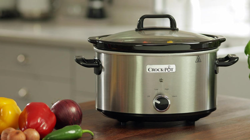 Crock-Pot CSC025X Schongarer, Slow Cooker, Chrom, 3.5 liters, Edelstahl Chrom 3.5L, Chrom 3.5L