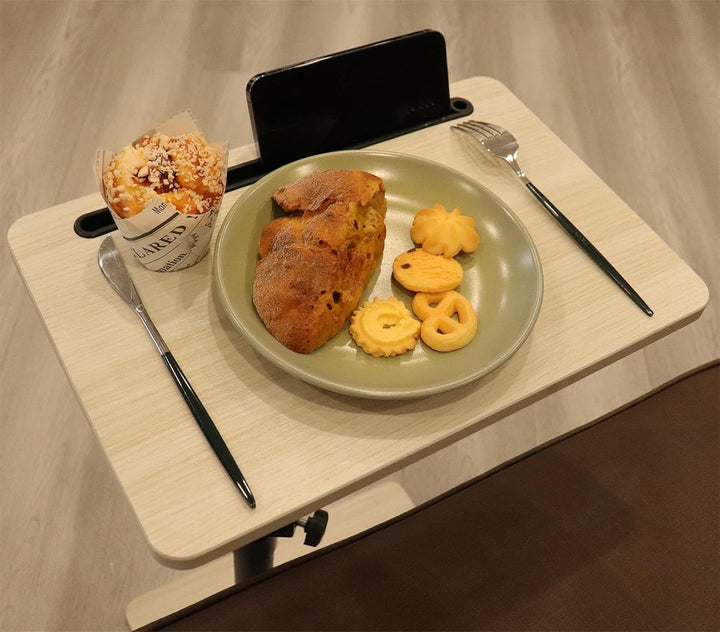 Couch Beistelltisch - 360° schwenkbarer höhenverstellbar Couchtisch/Holz Sofatisch,Sofa Armlehne Tab