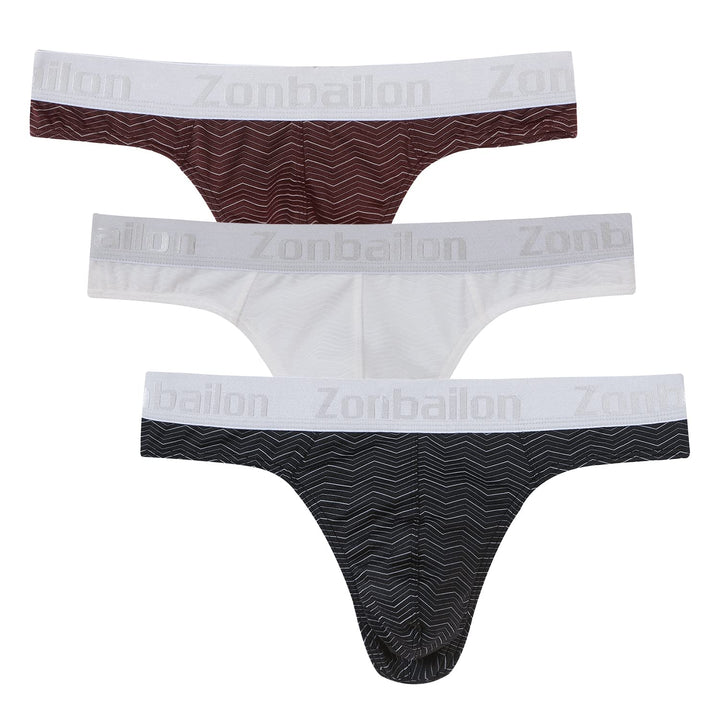 Herren Strings T-Rücken Unterwäsche Sexy Atmungsaktiv Bequem und Hautfreundlich Dunkelrotweissschwar
