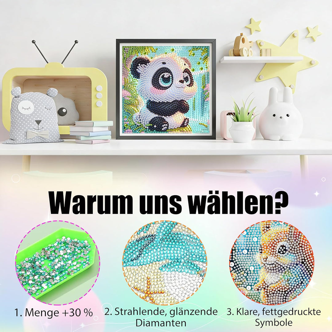 Yunruily 6er Set Diamond Painting Kinder - Karikatur Tiere Diamant Painting Kinder,Diamond Painting