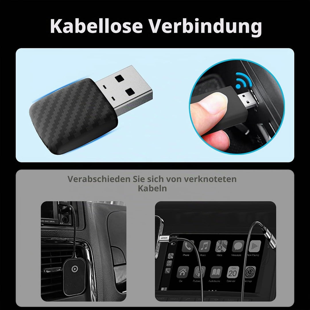 Wireless CarPlay &amp; Android Auto Adapter, Bluetooth 5.0 Mini Adapter für Fahrzeuge, Kabelloses Plug &amp;