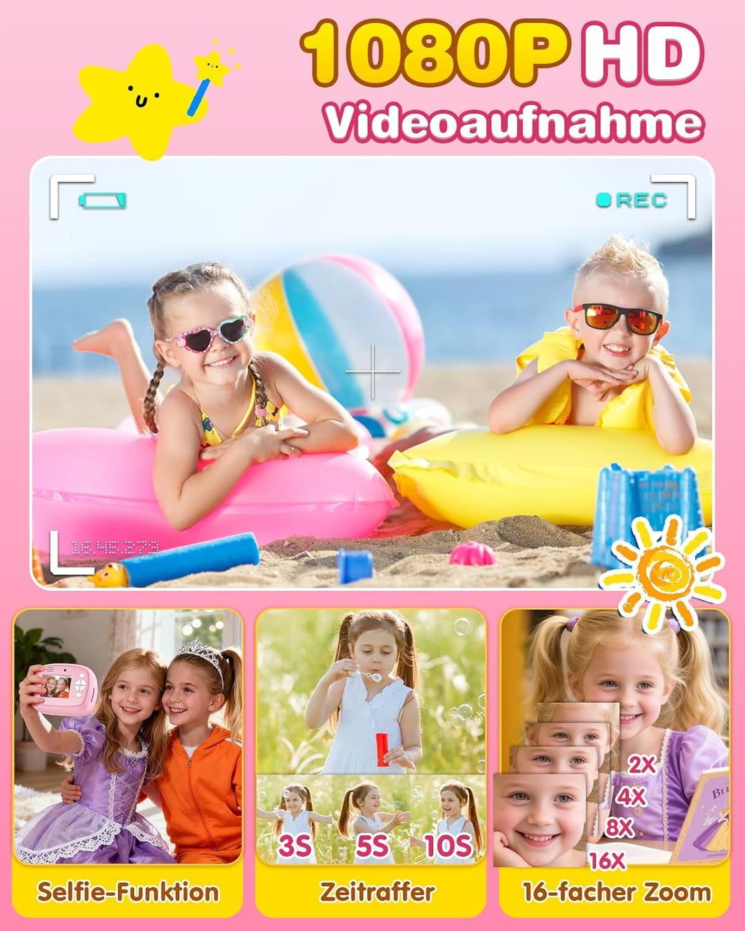 Kinderkamera, 48MP 1080P Sofortbildkamera Kinder Kamera Sofortdruck mit 32GB Karte &amp; 4 Rollen Fotos