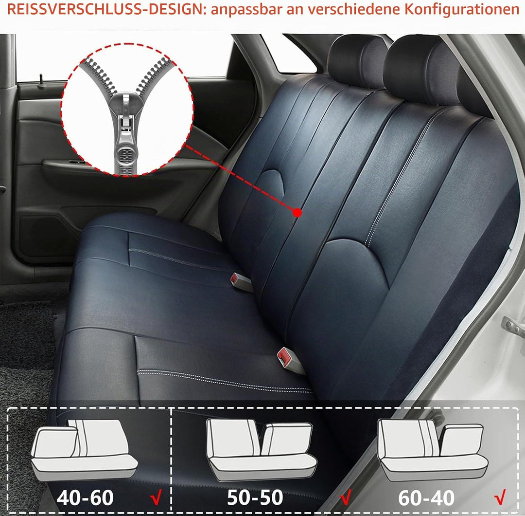 AUTO HIGH Auto-Sitzbezüge Set Universal - Schwarz Auto-Schonbezüge für die Vordersitze &amp; Rückbank mi